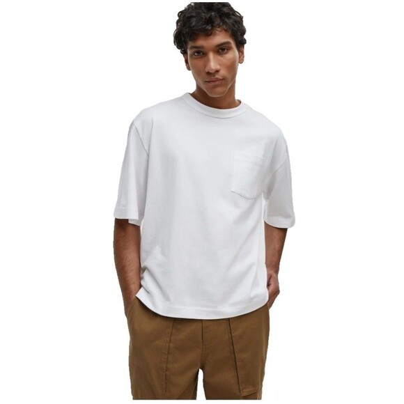 Mode of One Relaxed Fit Pocket T-Shirt Men’s Sm White Baggy Single Stitch Crew - Picture 1 of 16